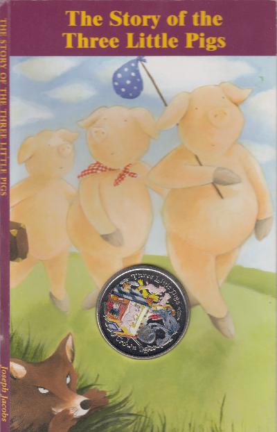 Beschrijving: 1 Crown THREE LITTLE PIGS coloured
